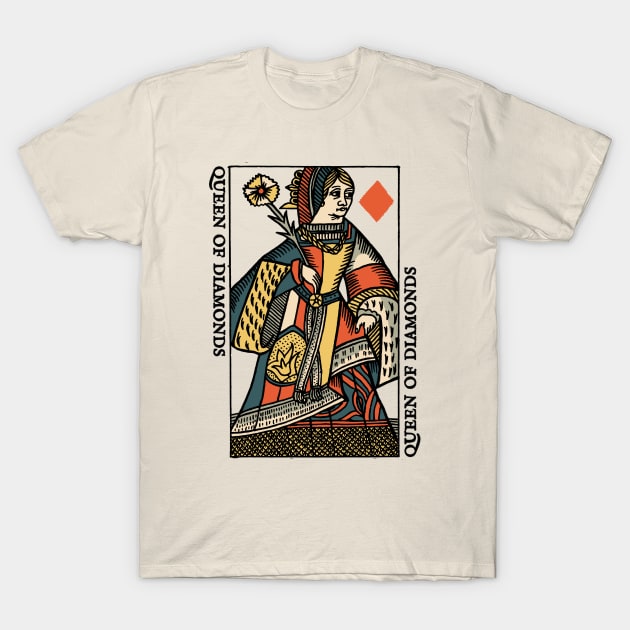 Classic Character of Playing Card Queen of Diamonds T-Shirt by KewaleeTee